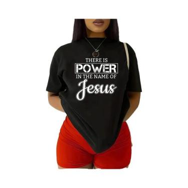 Imagem de Camiseta Feminina De Gola Redonda Com Estampa De Letras Em Estilo Cart