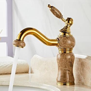 Imagem de Torneira de lavatório luxuosa nova decoração de mármore natural banheiro lavatório vaso pia torneira misturador torneira bacia (C)