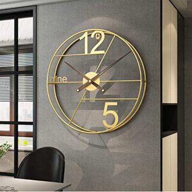 Imagem de U5GAAALPPQ9 Relógio de parede, relógio de parede digital grande dourado de 50 cm, sala de estar, quarto, decoração de arte simples, relógios de parede mudos