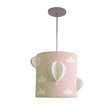 Imagem de Luminária de Teto Balões 3D Com Nuvens 25x25 Quarto Infantil - TOM LUZ