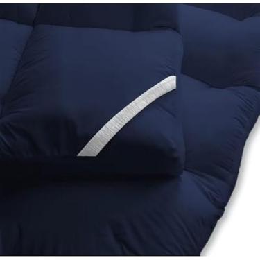 Imagem de Pillow top cama solteiro, casal, Queen e king box protetor de colchão macio toque (Azul marinho,Queen)