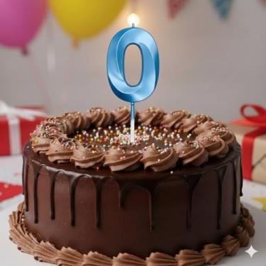 Imagem de Vela De Aniversário Mini Design Número 0 Com 5Cm Silver Festas