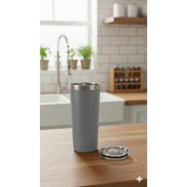 Imagem de Copo de água de aço inoxidável isolado de parede dupla com tampa resistente a derramamentos, copo de viagem portátil de 590 ml para bebidas quentes e frias, copo de grande capacidade para porta-copos