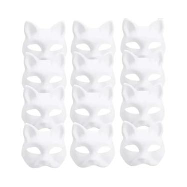Imagem de Máscaras De Gato Brancas DIY Para Halloween, Máscaras De Meio Rosto Pa
