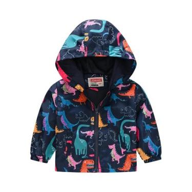 Imagem de Jaqueta Infantil De Dinossauro, Corta-vento Com Zíper De Desenho Anima