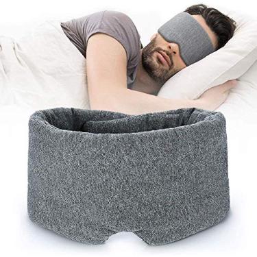 Imagem de Máscara de dormir de algodão para mulheres e homens - 100% bloqueio de luz para viagem, cobertura macia para olhos cinza de pressão zero com alça de velcro ajustável para dormir à noite, soneca no