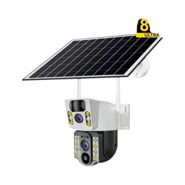 Imagem de Câmera Solar Sem Fio 4K 8MP Com Lente Dupla, Sim 4G, Wifi Externa, Vis