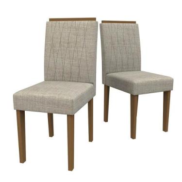 Imagem de Kit 02 Cadeiras de Jantar Analu Veludo Linho TL13 Pés Imbuia - D'Rossi