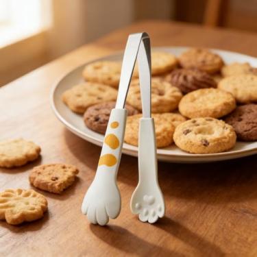 Imagem de Pinça de cozinha de pata de gato, pinças de cozinha de aço inoxidável para alimentos, pinça de aço inoxidável, formato de pata de gato, para cozinhar, pinças de cozinha perfeitas para grelhar, salada