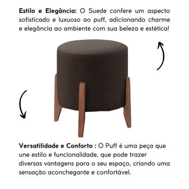 Imagem de Puff Banqueta Decorativo Redondo Sala Estar Paris Suede Cor:marrom