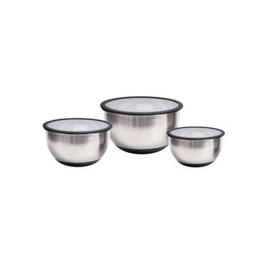 Imagem de 3 Bowls/Tigelas em Inox com Tampas 1,5/3/5 Litros Kenya