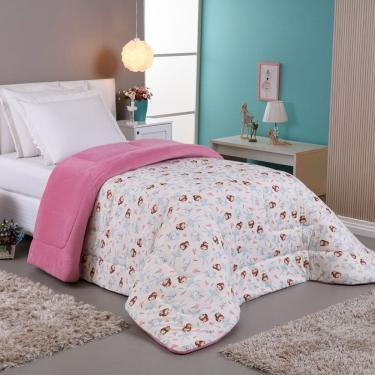 Imagem de Coberdrom Edredom Bailarina Solteiro Dupla Face Malha Manta Soft Rosa - 100% Poliéster