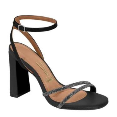 Imagem de Sandália Feminina Salto Médio Grosso Conforto Vizzano 6550103, Preto, 