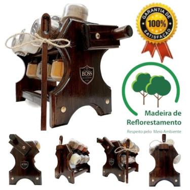 Imagem de Porta Temperos giratório BOSS em madeira maciça 12 recipientes de cond