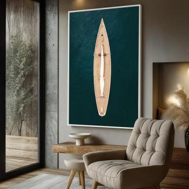 Imagem de Quadro com Moldura e Acrilico Cristal Vidro Vela Mar Verde luxo para S