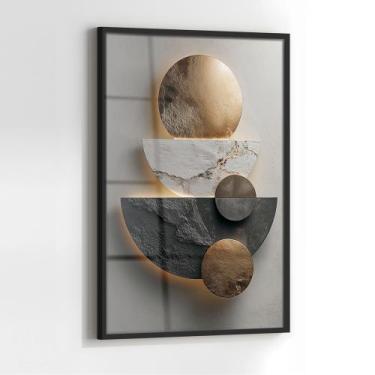 Imagem de Quadro com Moldura e Acrilico Cristal Vidro Pedras Equilibrio para Sal