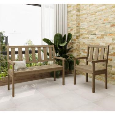 Imagem de Conjunto Bancos de Jardim 2 Lugares e 1 Lugar Rústico com Encosto Enve