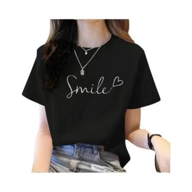 Imagem de Camiseta Feminina Solta De Manga Curta, Alta Qualidade, Decote Redondo