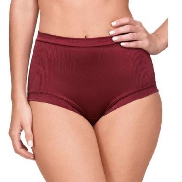 Imagem de Calcinha Cotton Plus Size Cintura Alta Demillus 26406, Bordô, GG