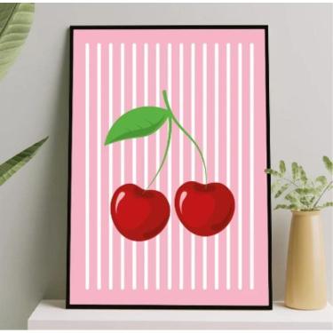Imagem de Quadro Decorativo Cerejinhas 33X24Cm - Com Vidro Preta