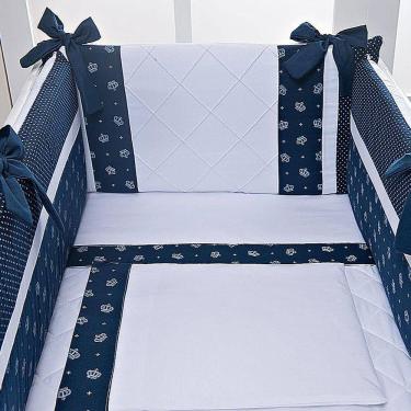 Imagem de Kit Para Mini Berço 7 Peças Coroa Azul Marinho