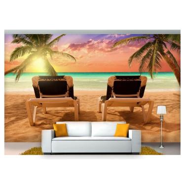 Imagem de Papel De Parede Praia Mar Por Do Sol Céu 3D Npr194