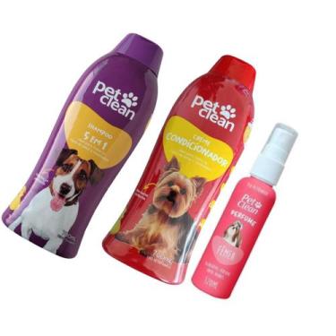 Imagem de Kit Banho PetClean Shampoo 5x1 + Condicionador + Perfume Pet - Pet Cle
