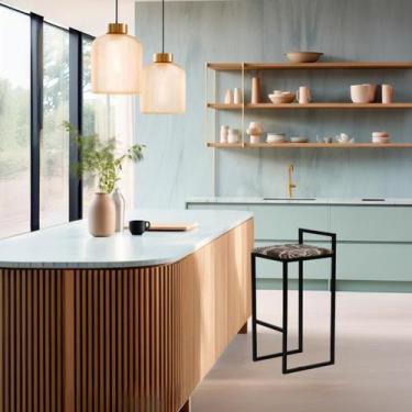 Imagem de Banqueta Quadrada Alta Para Cozinha Espaço Gourmet Bar Balcão Bancada 