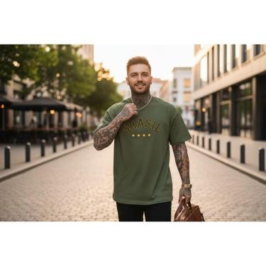 Imagem de Camiseta Masculina Estampada Brasil Jogos 2026 Manga Curta em Algodão do P ao G1-Masculino