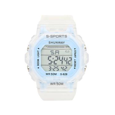 Imagem de Relógio Feminino Digital Esportivo Azul Claro Transparente - Tudo em Caixa
