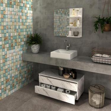 Imagem de Kit Banheiro Gabinete e Espelheira Mármore Branco - Tecno - Tecno Mobi