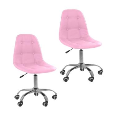 Imagem de Kit 02 Cadeiras Oficial Office Eiffel Botonê Ajustável Rosa