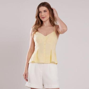 Imagem de Blusa Peplum Alcinha Crepe de Algodão Amarelo Miss Joy 8477 Cor:Amarel