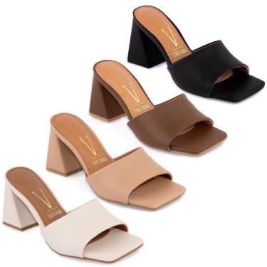 Imagem de Sandália Vizzano Tamanco Salto Alto Quadrado Original 6464, Off white,