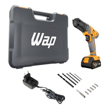 Imagem de Furadeira Parafusadeira Bateria 12v Maleta Acessorios - Wap Colorido 12
