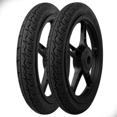 Imagem de Kit Pneu Moto 2.75-18 e 100/90-18 Dianteiro e Traseiro Sem Camara Luas