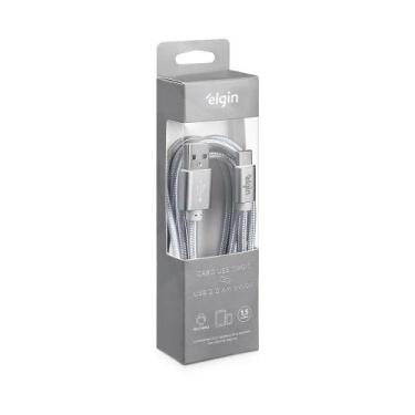 Imagem de Cabo Usb-C Nylon Cinza 1,5m 480mbps Com Dispositivos - ELGIN