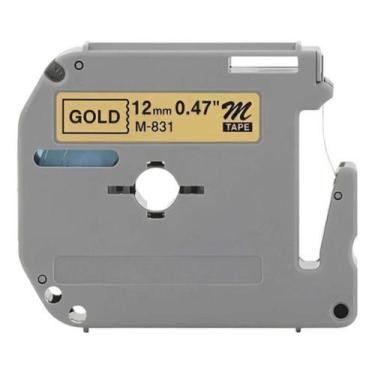 Imagem de Fita Compativel Para Brother Rotuladora M-k831t 12mm Dourado Dourado -