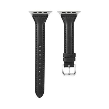 Imagem de Pulseira De Couro Slim Para Apple Watch Série 10 11 9 8 7 SE 6 5 4 3 4