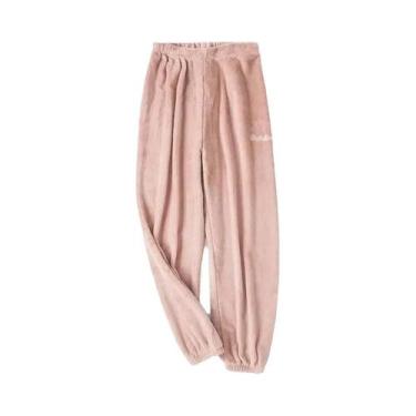 Imagem de Conjunto De Pijama Feminino De Veludo Quente Com Blusa Solta De Fleece
