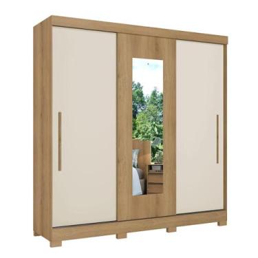 Imagem de Guarda Roupa Solteiro 3 Portas 2 Gavetas com Espelho Genebra - THB Móv