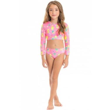 Imagem de Biquini Infantil Cropped Proteção UV Quimby 10/14 Ref 029409, Pink, 14