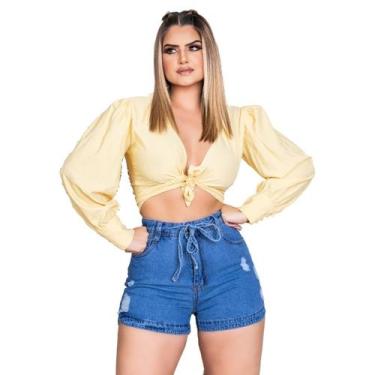 Imagem de Shorts jeans feminino modelo mom cintura alta - Ninas Boutique, 36