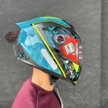 Imagem de Capacete LS2 FF358 S Striker Blue HV Yellow, 62, Azul