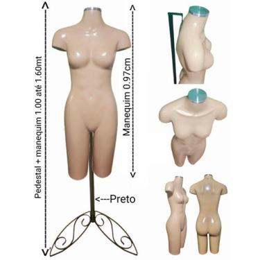 Imagem de Manequim feminino (Meio corpo definido N.38) Bege com tampa prata + pe