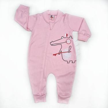 Imagem de Macacão Longo Bebê Suedine Rosa Jacaré - XIKids, GG