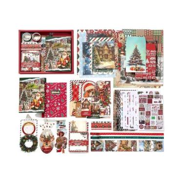 Imagem de Conjunto De Scrapbooking De Natal Com 125 Peças, Adesivos DIY, Fita De