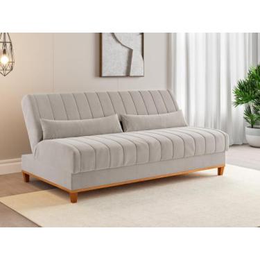 Imagem de Sofá cama 3 lugares 1,80m Veludo Colors Bege Marfim - Viero