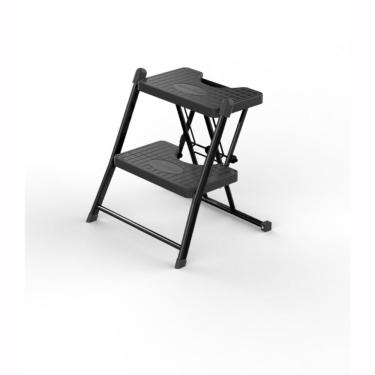 Imagem de Escada Doméstica Alcance 2 Degraus 48cm Plástico Reforçado Preta Dobrável 120kg Anodilar