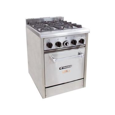 Imagem de Fogão Profissional com Forno FDB4F 4 Bocas Inox Dom Bidone a Gás GLP Metalúrgica Venâncio